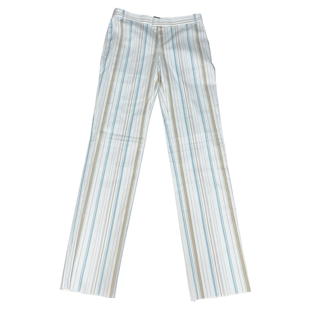 NEW Luisa Spagnoli White Blue Stripes Classic Trouser IT 42/ US 6